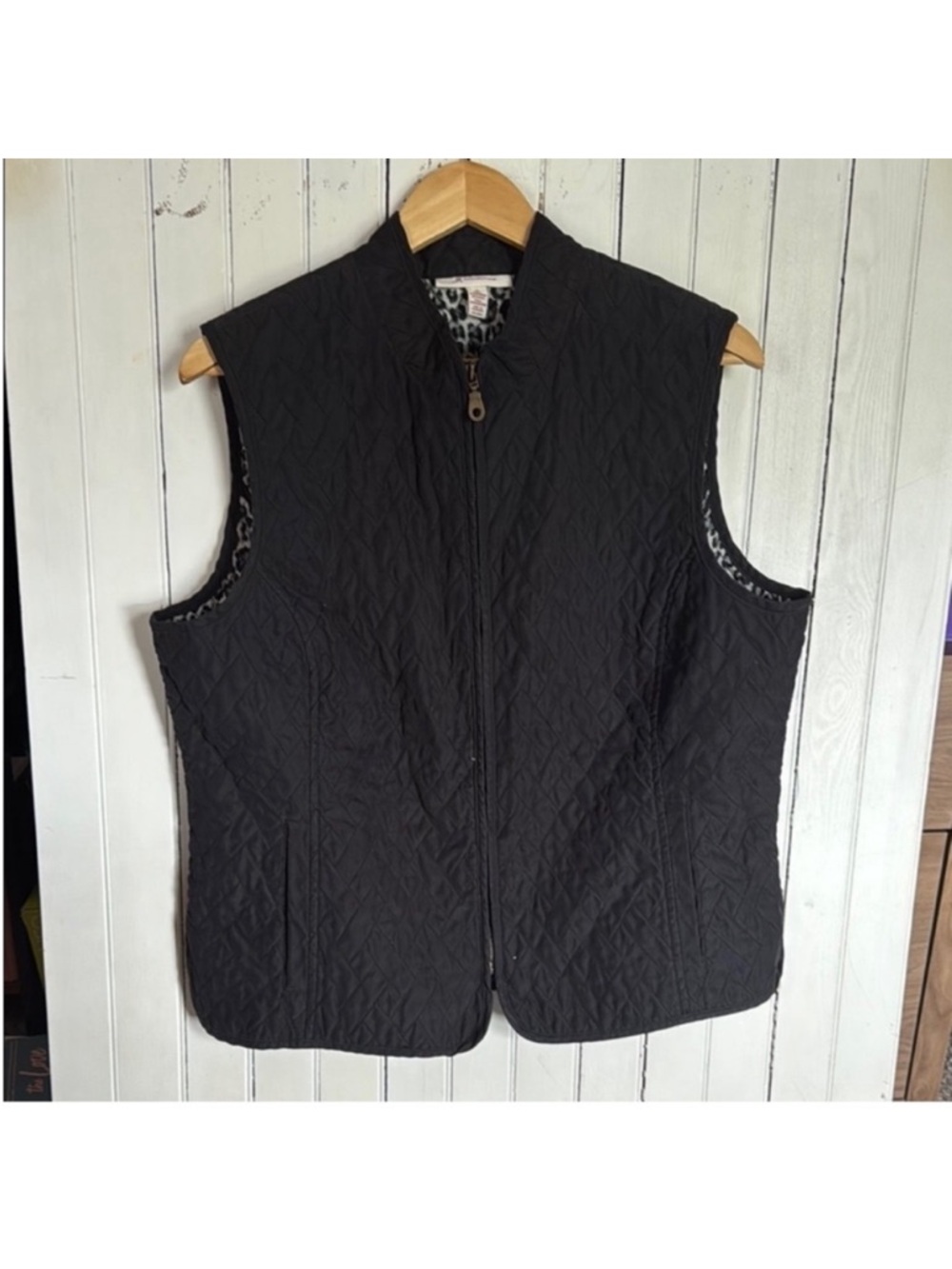 JM Collection Quilted Vest Black Size XL